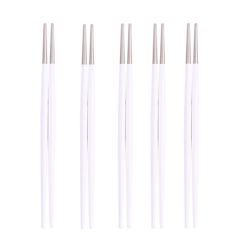 Stainless Steel Chopsticks Set 5pair Japanese Chop Sticks Multi Color Metal Chopsticks Reusable Food Sticks Sushi Hashi Baguette: white silver 5pair