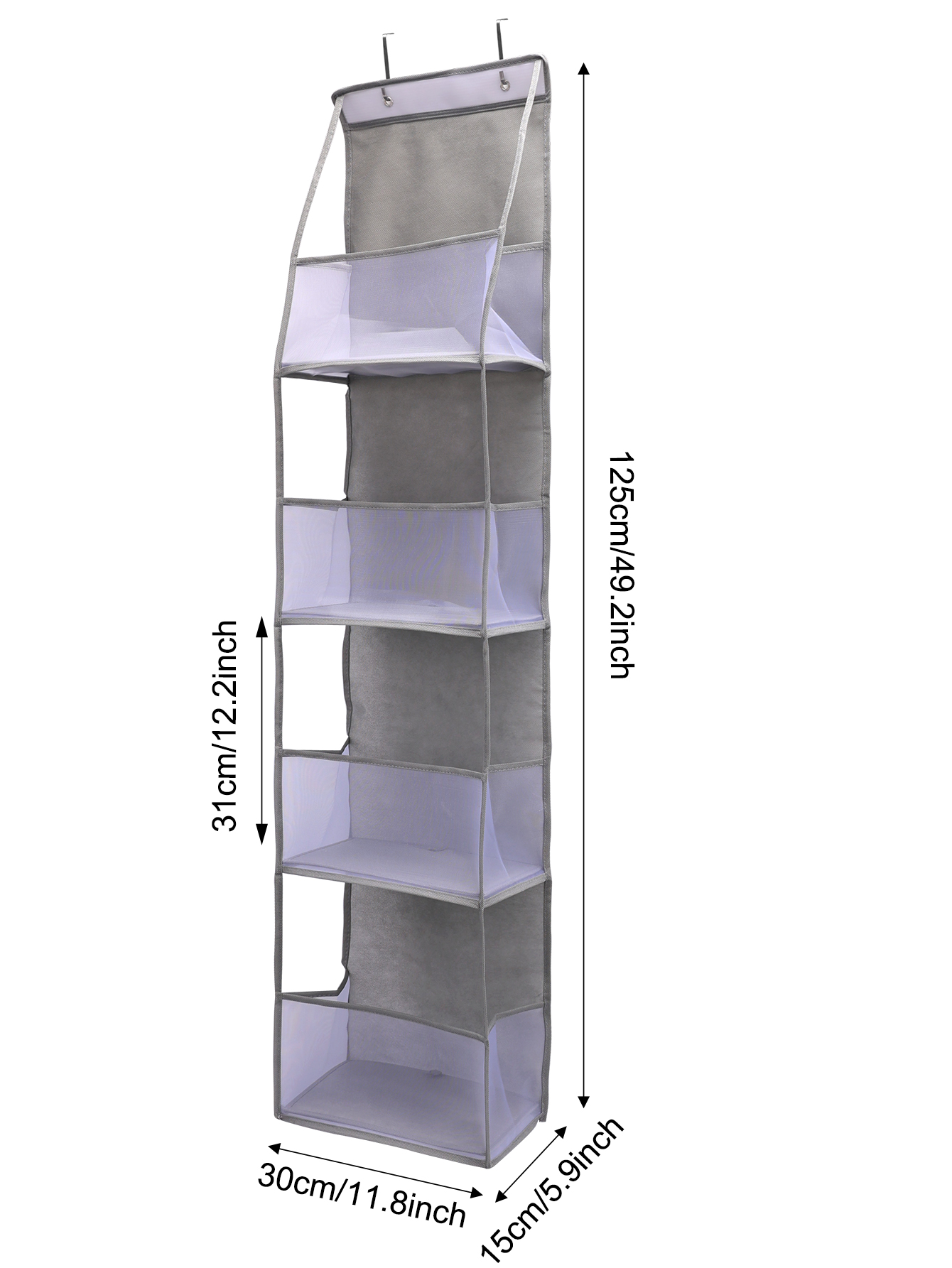 1pc 4/6 couches sur la porte organisateur suspendu cosmétiques tenture murale rangement organisateur pour pépinière salle de bain placard chambre dortoir: Gris clair