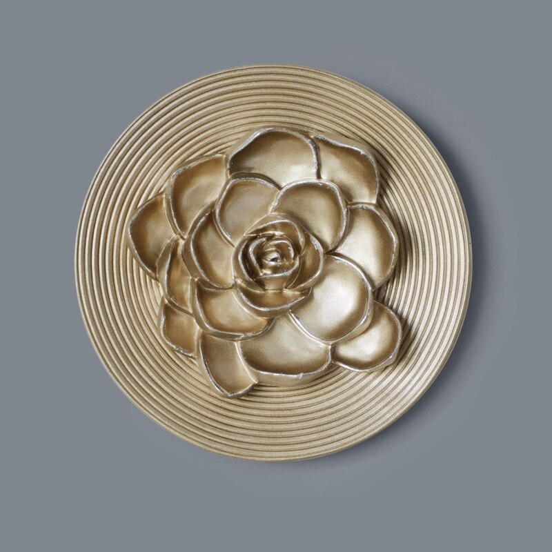 8 Inch Resin Flower Decorative Board Wall Panel Wall Decoration For Home Decoration Three-dimensional European hotel club hall a: Camellia B