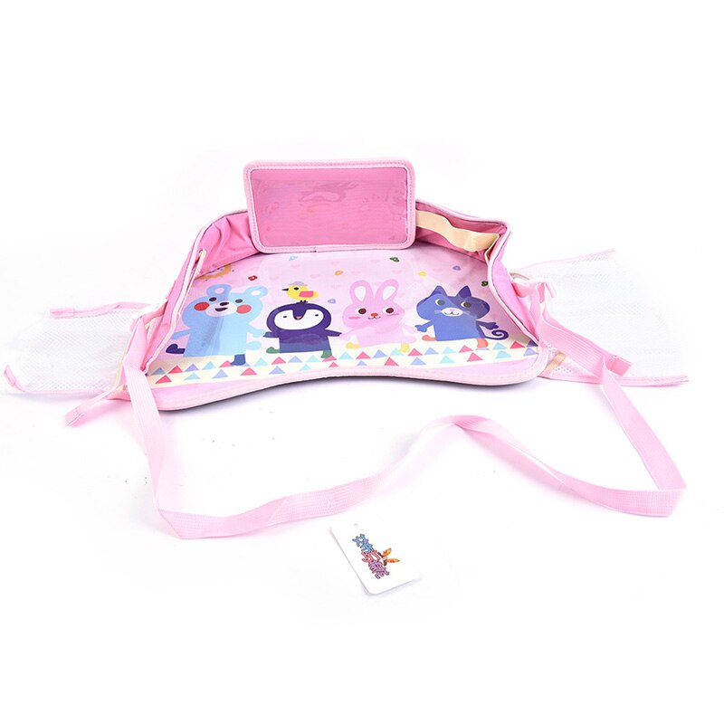 Draagbare Baby Auto Lade Platen Baby Hek Waterdichte Dining Drank Tafel Voor Kinderen Autostoel Kind Cartoon Speelgoed Houder Opslag: Roze