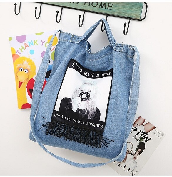 Vrouwen Handtassen Messenger Canvas Tas Modieuze Denim Jean Art Shopping Schouder Messenger Blues Crossbody Tas bolsaszakken: 06