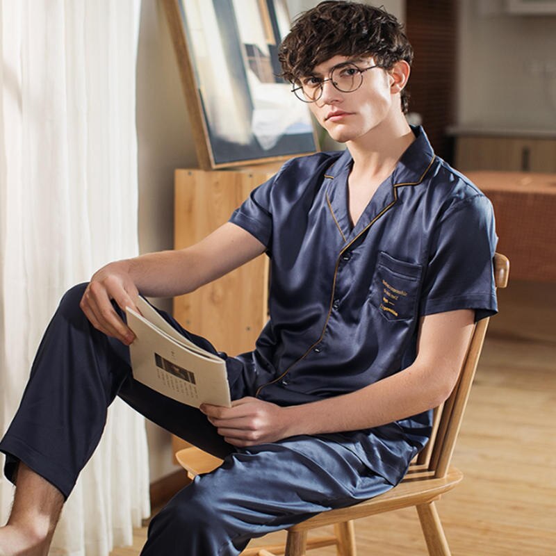 Cicilin Homme Pantalon Pyjama Satin Soie Vêtements Nuit Classiques Confortables