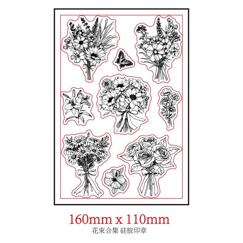 1pc Plumeria Flower Clear Stamps Flower Transparent Stamps Plants Pattern Silicone Clear Stamp Seals for DIY Scrapbooking