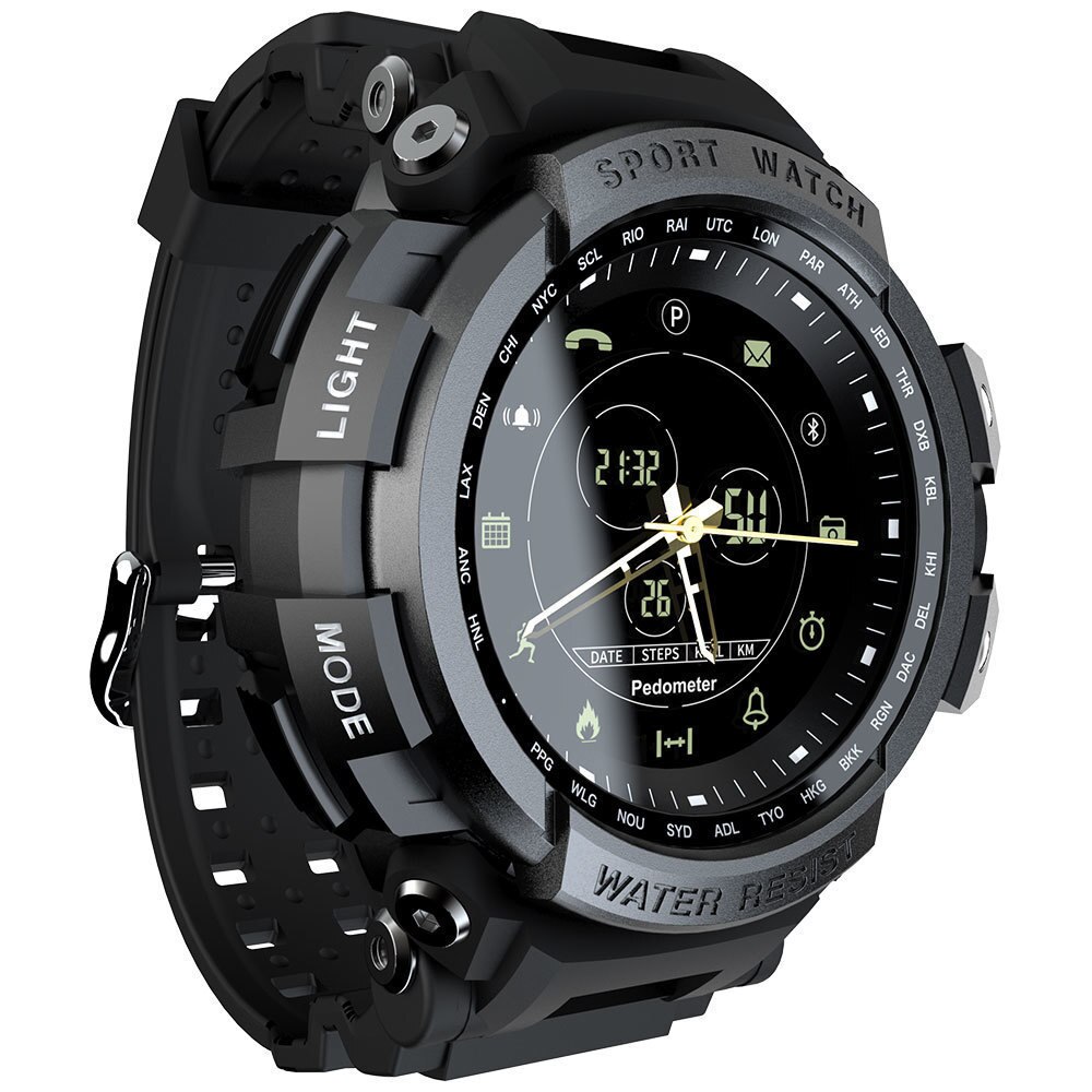 LOKMAT SmartWatch Sport Schrittzähler Bluetooth 50M Wasserdichte Informationen Erinnerung Digitalen Männer Smart Uhr Für Ios Und Android: Black