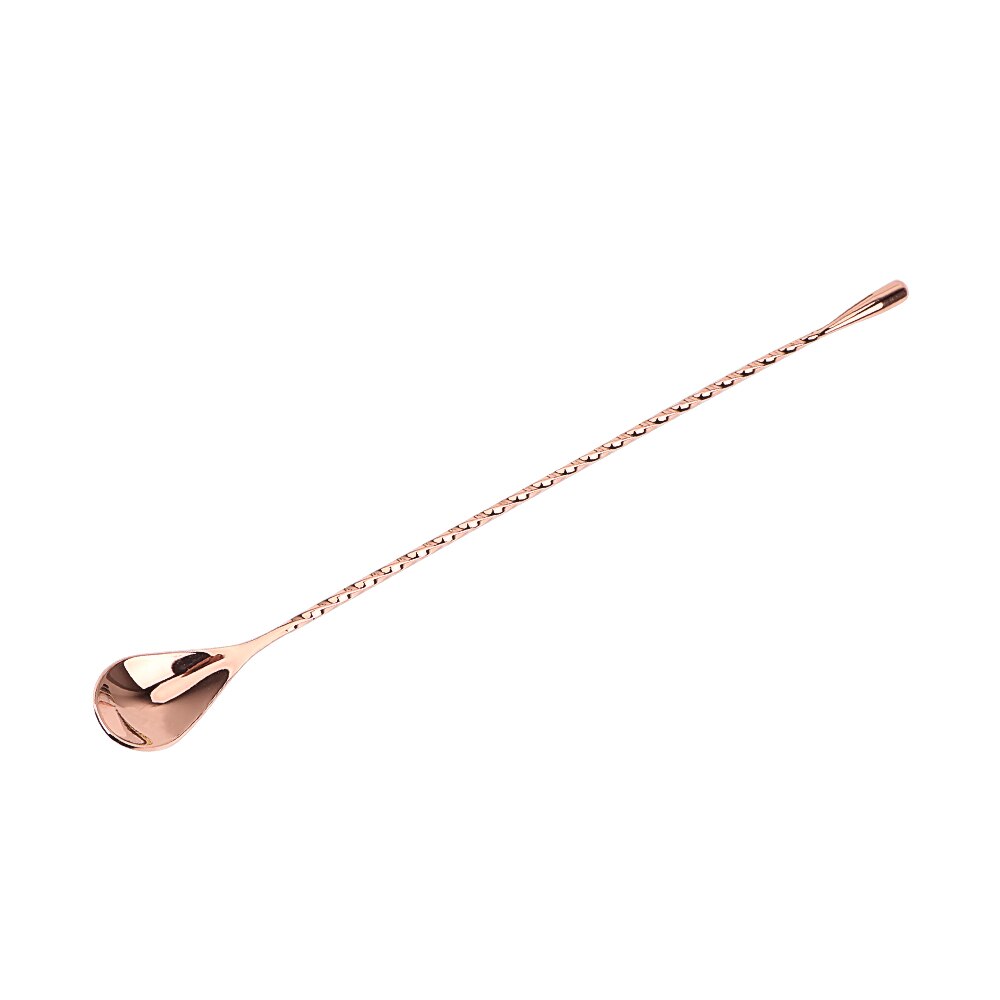 30/40cm Mixing Cocktail Spoon Stir Spoon Bar Tool Stainless Steel Spiral Pattern Bar Teadrop Spoon: 30cm Rose gold