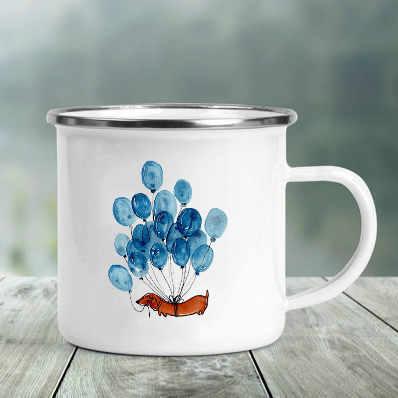 Søtt dyr bokstavtrykk krus glass kaffe te kopp drikker dessert frokost melk kopp emalje krus håndtak drinkware: Xh1988-a015wh-8