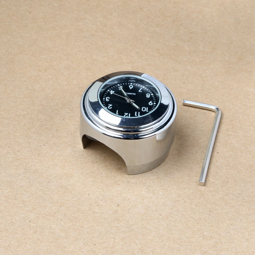 Motorcycle Quartz Clock 7/8" Waterproof Chrome Bike Handlebar Mount Watch Aluminum Luminous Clock Universal Moto Accessori Bla: Silver