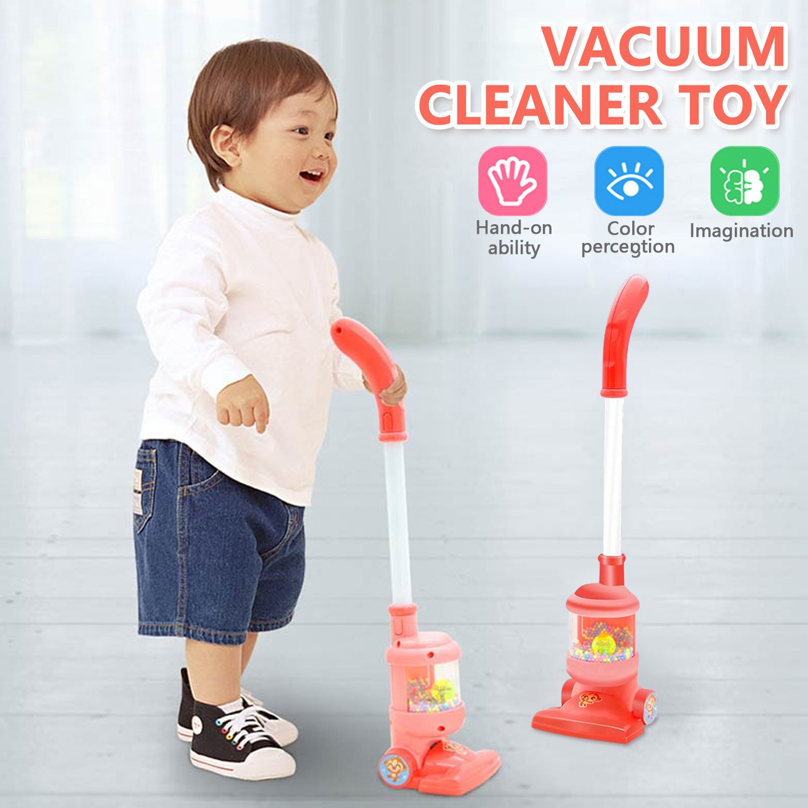 Children Simulation Mini Vacuum Cleaner Toy with Sound Light Pretend Role Play Games Toys Playset Best for Kids Boys Girls: D