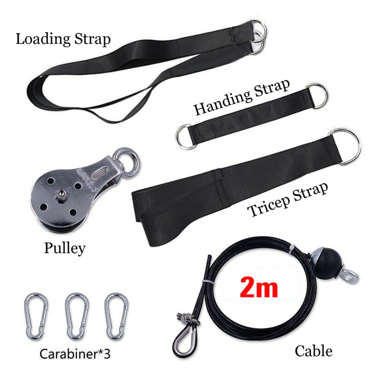 100KG Fitness DIY Pulley Cable Machine Attachment System Arm Biceps Triceps Hand Strength Trainning Home Gym Workout Equipment: 2m