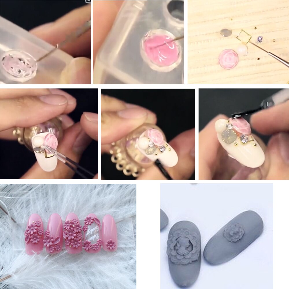 Nagelkunst stempel siliconen mal 3d bloemen sjabloon voor nagels uv gellak snijmal manicure decoraties gereedschap