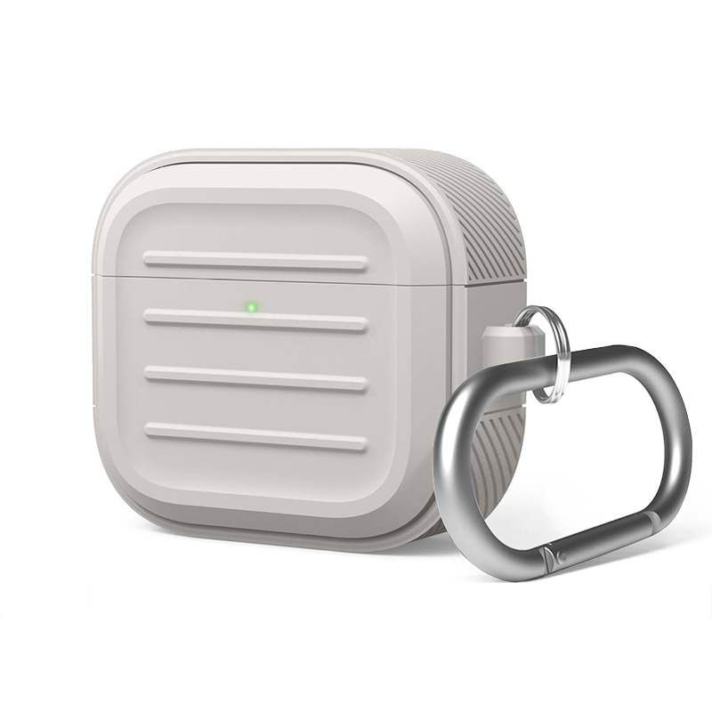 AirPods Pro Case Cover with Key buckle Soft Silicone Protective Case for Apple AirPod Pro 2nd/1st Generation Case for Women Men: M / Khaki