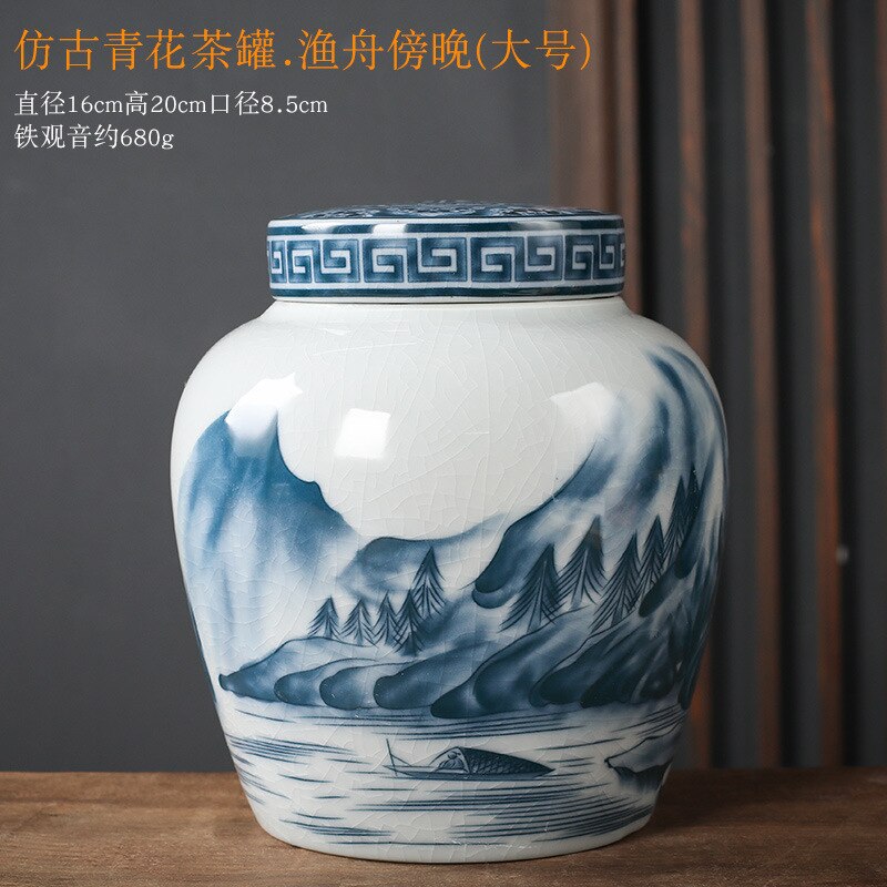 Klassieke Bloem Landschap Theebus Keramische Opslag Pot Met Deksel Grote Capaciteit Thuis Snoep Moer Koffieboon Verzegelde Opslag jar: L-large