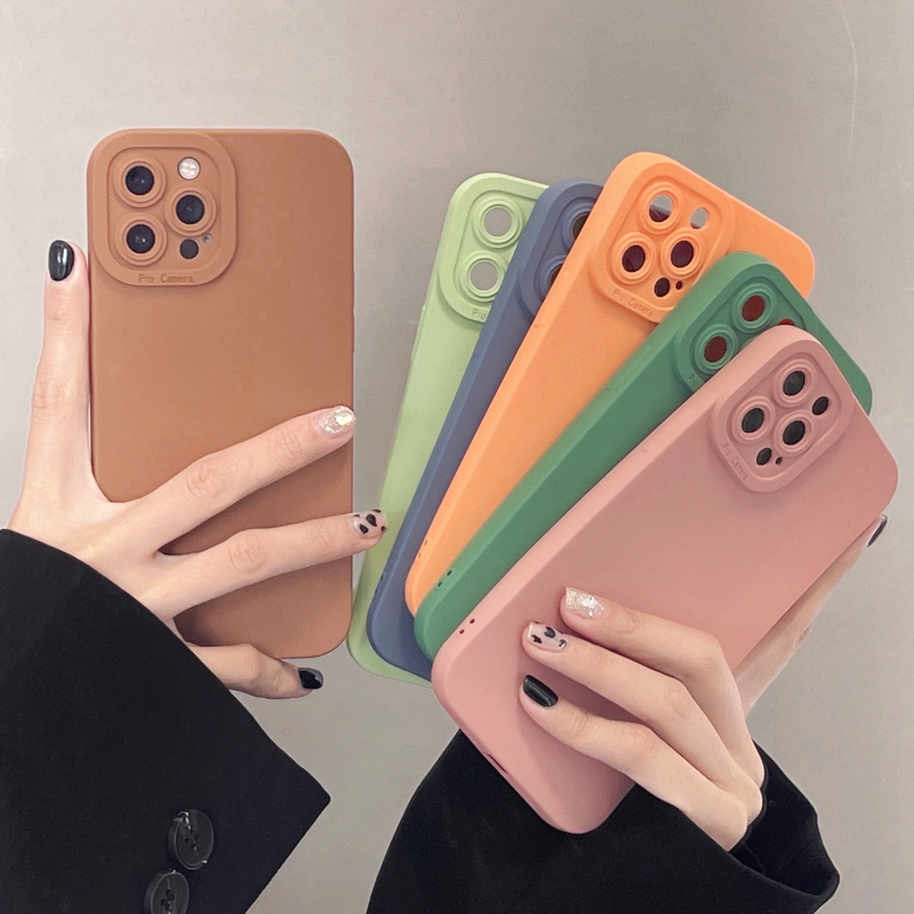 Funda de teléfono de TPU de silicona negra a prueba de golpes de alta gama para Iphone 16 15 14 13 12 Pro 11 Pro Max X Xs XR 7 8 SE hombres protege la cubierta de la lente