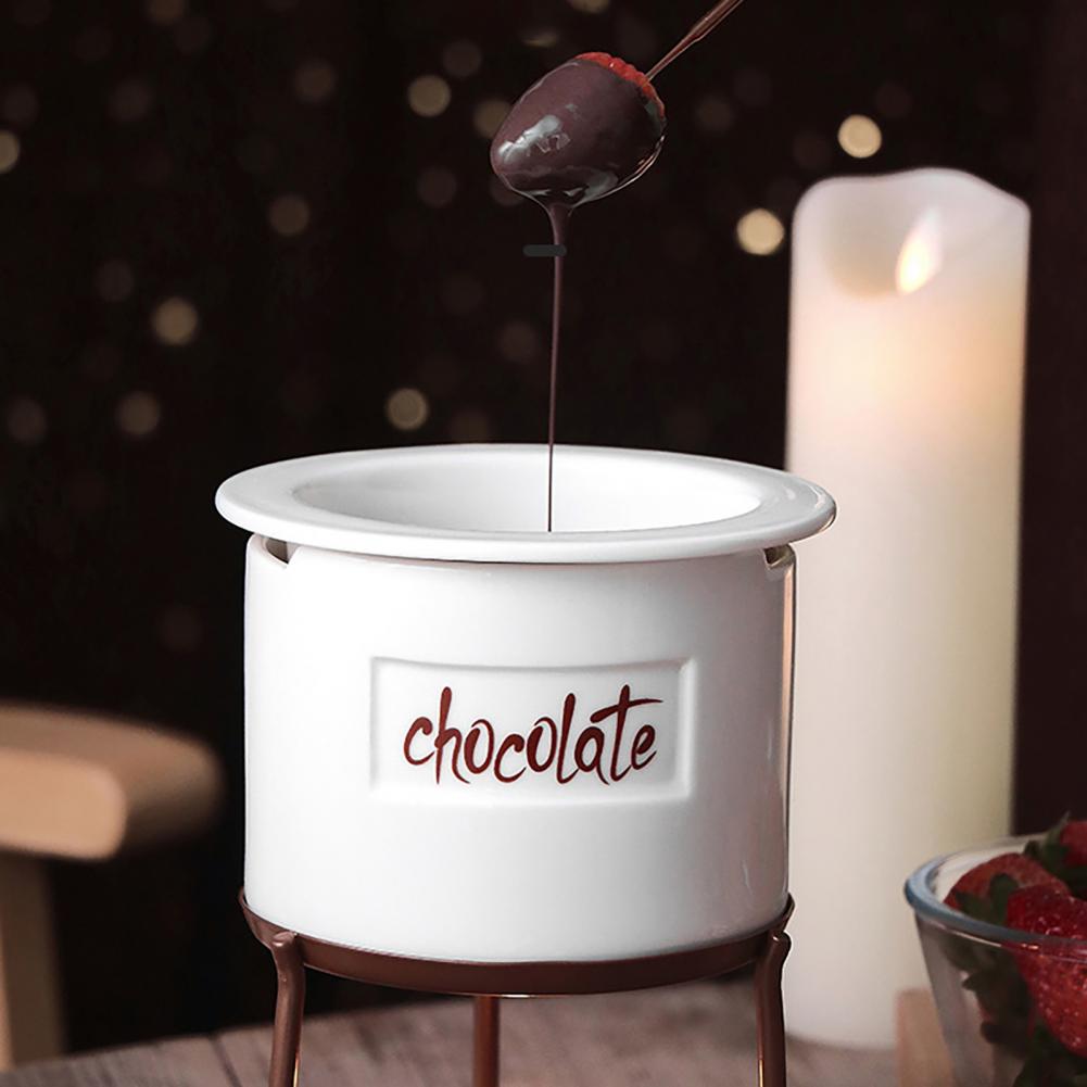 1 Set 350ml Chocolate Melting Pot Food Grade Rust-proof Metal High-Temperature Resistant Candy Candle Melting Pot for Home Pot