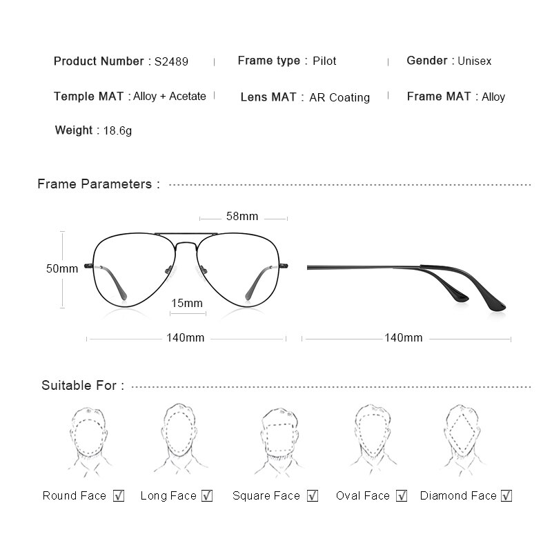 MERRYS Männer Klassische Pilot Gläser Rahmen Frauen Myopie Brillen Rahmen Optische Brillen S2489