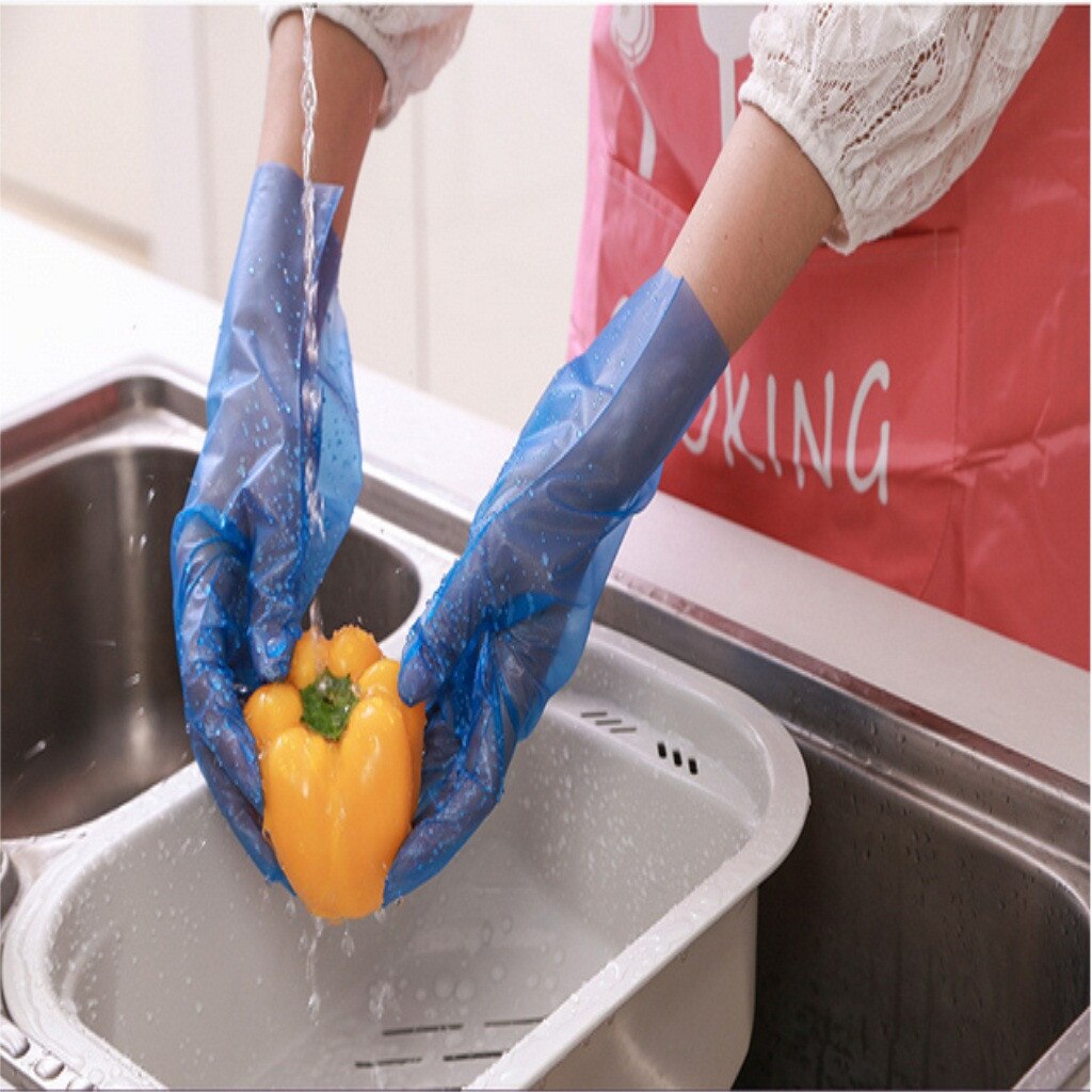 100 Stuks Wegwerp Handschoenen Blauw Draagbare Huishoudelijke Schoonmaken Keuken Wegwerp Wegwerp Handschoenen