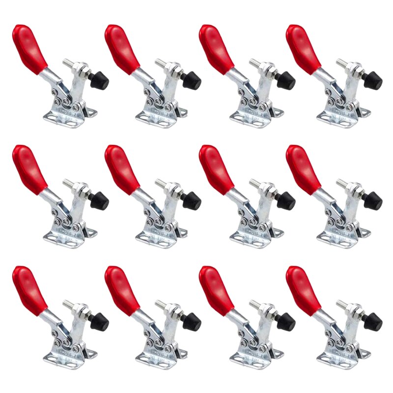 12 Stuks Handje Verstelbare Toggle Clamp 201A Antislip Rode Horizontale Klem 201-A Quick Release Heavy Duty Tool