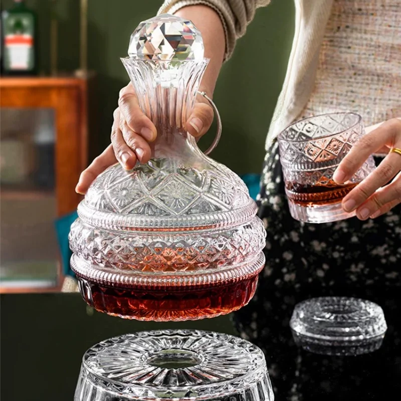 Swivel Shaker Crystal Glass Swivel Whiskey Glass Deluxe Red Wine Shaker 360° Swivel Wine Glass Bar Wine Accessories