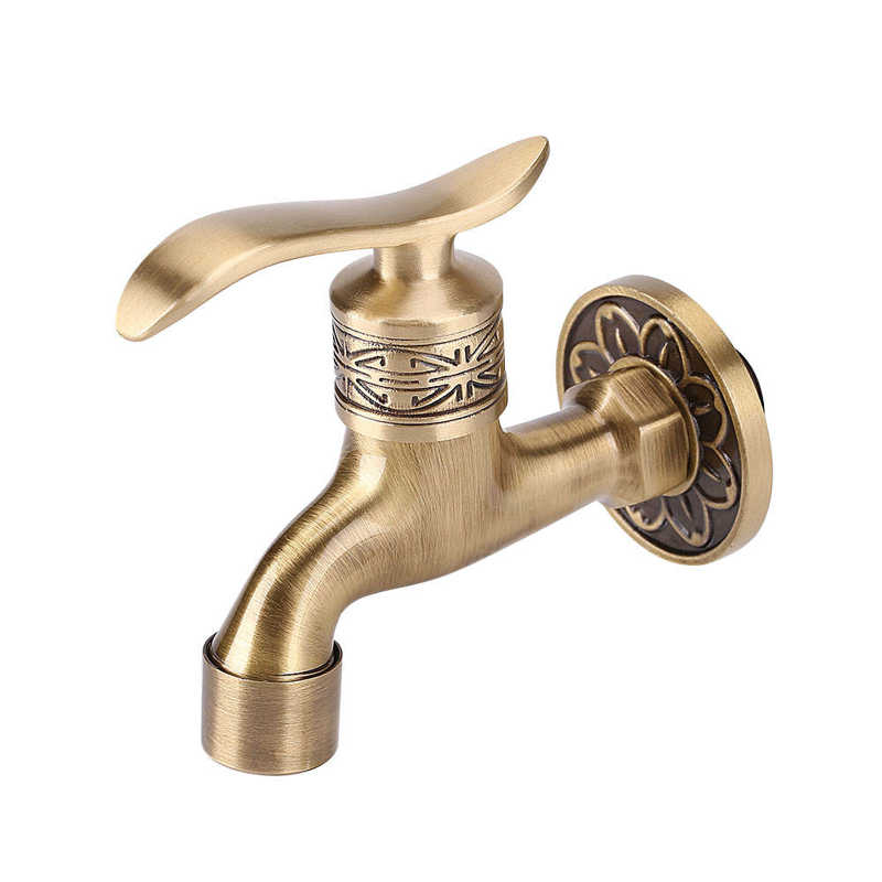 Antique Style Brass Washing Machine Faucet Wall Mount Laundry Cold Water Tap Bathroom Use Water Faucet Tool