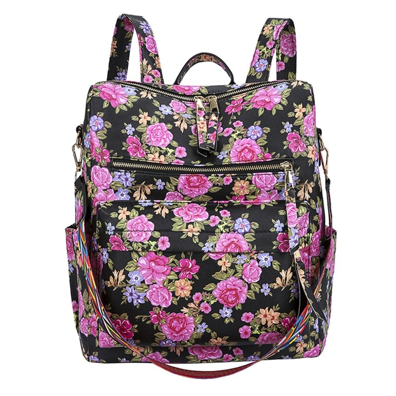 Leopard Women Backpack Girl Ladies PU Leather Purses Travel Shoulder Bag