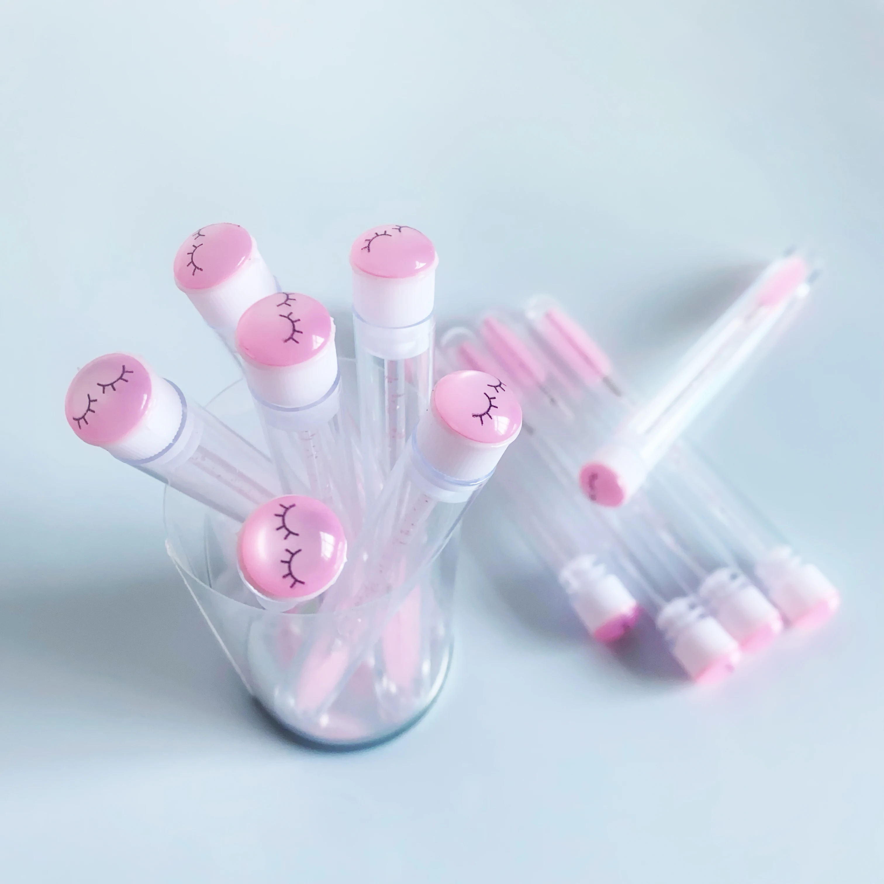 Reusable 50sets Eyelash Mascara Wands With Tube Lash Spoolie Brush In Container Disposable Eyebrow Applicator Case: Brown