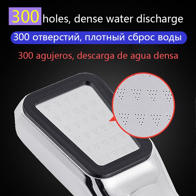 300 Holes Handheld Pressurized Shower Head Bath High Pressure Nozzle Rainfall Shower Head Bathroom Booster Water Saving Spray