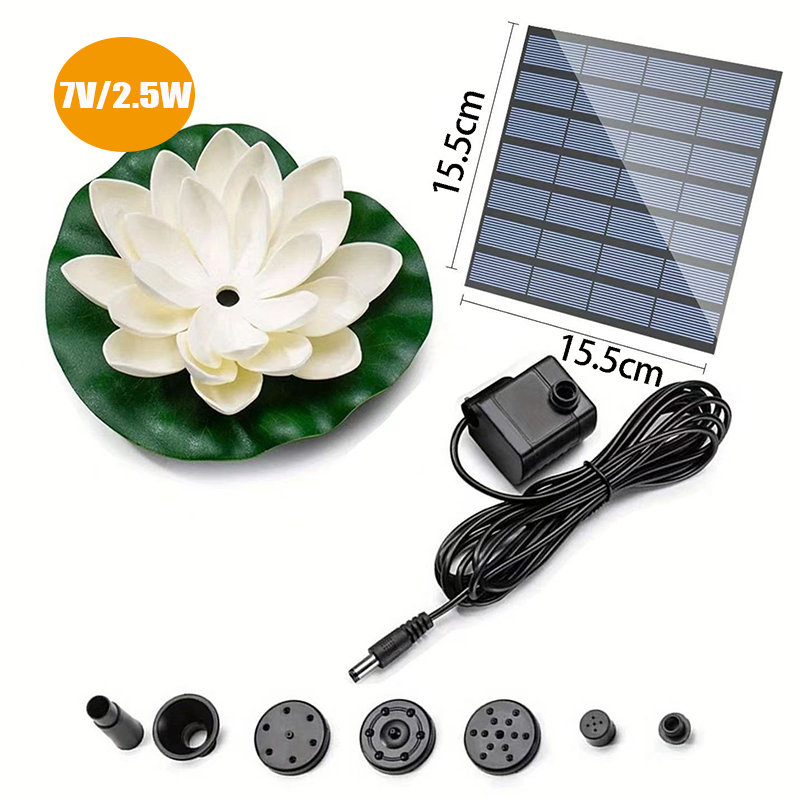 Fontanna solarna z pompą, pływająca fontanna z liliami wodnymi, do kąpieli ptaków w ogrodzie, na patio, do basenu zewnętrznego, do kąpieli kolibrów i dekoracji stawu rybnego: Lawenda