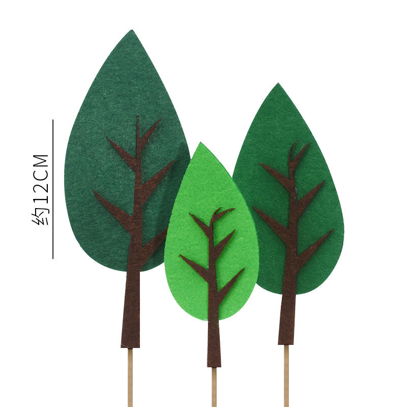 Cakelove Wood Swing animals Decoration Leaf String Felt Tree Bee Cake Topper for Kid Birthday Party Supplies Baking Lovely: tree style 5