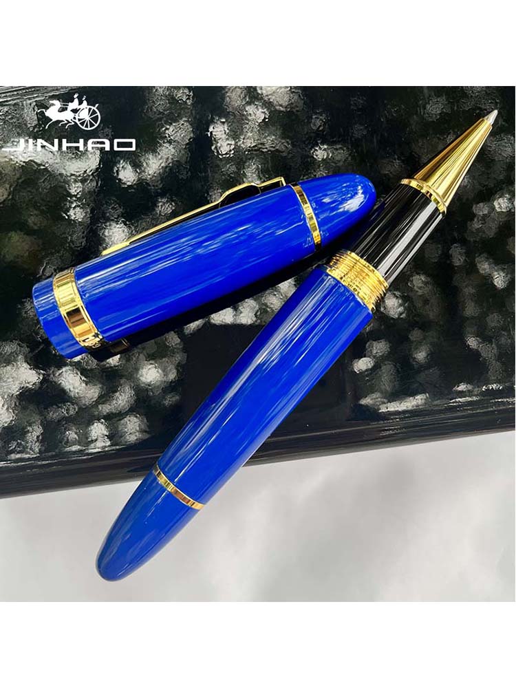 Jinhao 159 Rollerball Pen met grote cilinder en gouden clip Glad schrijven voor relatiegeschenk (zwarte inkt): Blauw