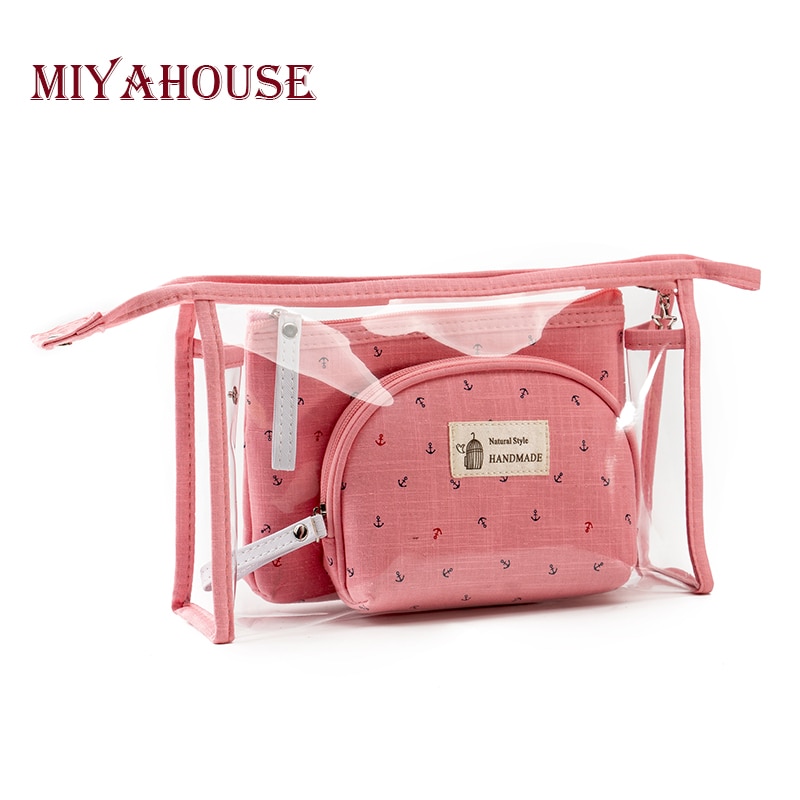 Miyahouse 3 pcs/set Make Up Bags Women Jelly Cosmetic Bag Waterproof Transparent Makeup Pouch Beauty Bags