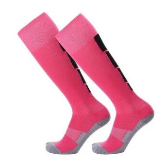 Men Women Non-slip Over Knee Football Socks Thick Towel Soccer Stockings Sweat-absorbent Wear-resistant Sports Socks SKJ035: pink black