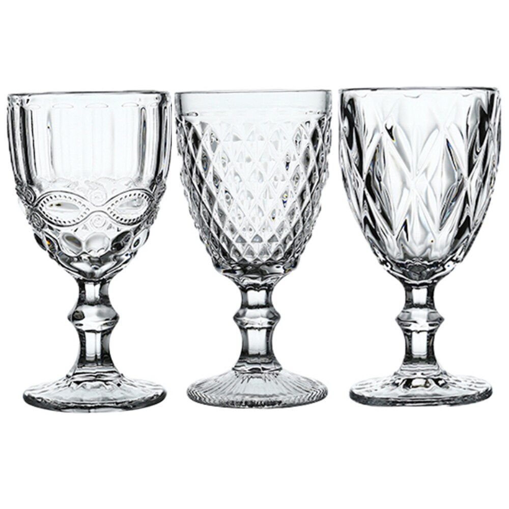 Portsble vinglas dricksglas 3 st/lot bröllopsfest vinkopp glas vattenglas för att dricka jul 300ml 10oz: 3 st set stil 2