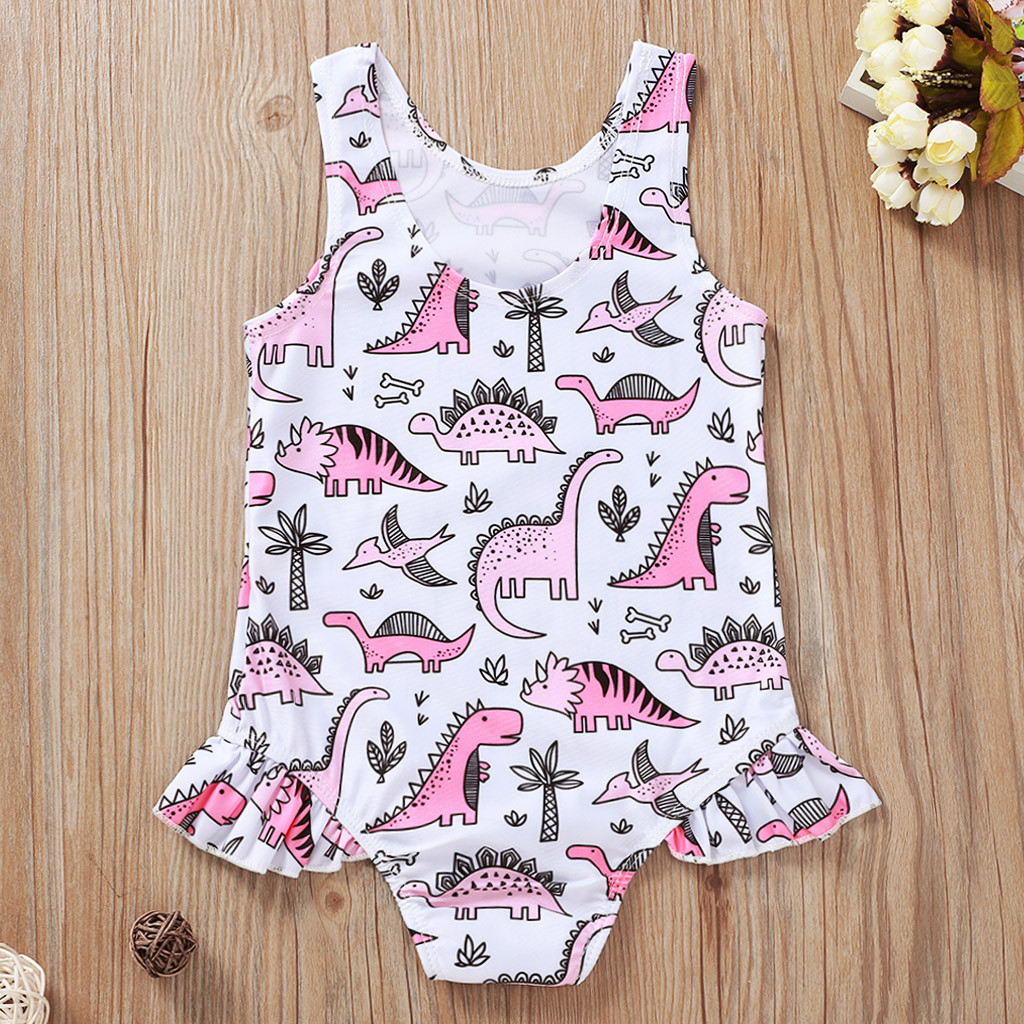 Kids Swimwear For Girls One Pieces Cartoon Dinosaur Bikini Swimwear Swimsuit Bathing Suit Beachwear Polyester ropa de baño niña