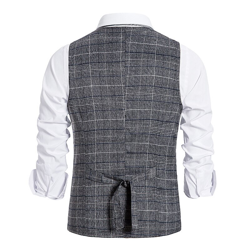 Gilet da uomo d&#39;affari Gentleman gilet Hipster Slim Fit gilet scozzese doppio petto gilet uomo festa matrimonio Prom Chaleco Hombre