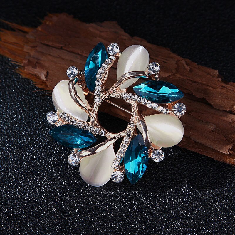 Broche de flores de de estilo coreano, ramillete de flores de Bauhinia, broche de pedrería de cristal, accesorios de adorno de joyería