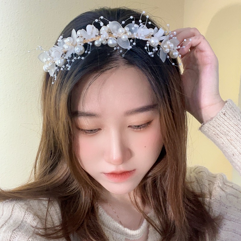 White Flowers Headband Bridal Wedding Hair Accessories Girls Dress Garland Princess Crown Hairband Hair Jewelry