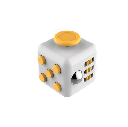 Min cube Spielzeug Vinyl Schreibtisch Finger Spielzeug Squeeze Spaß Stressabbau 3,3 cm Anti-Stress-: White Yellow