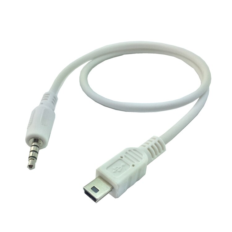 3.5mm Stereo Plug Male to Micro MINI USB 5Pin Male Adapter Converter Audio Cable White 50cm: V3