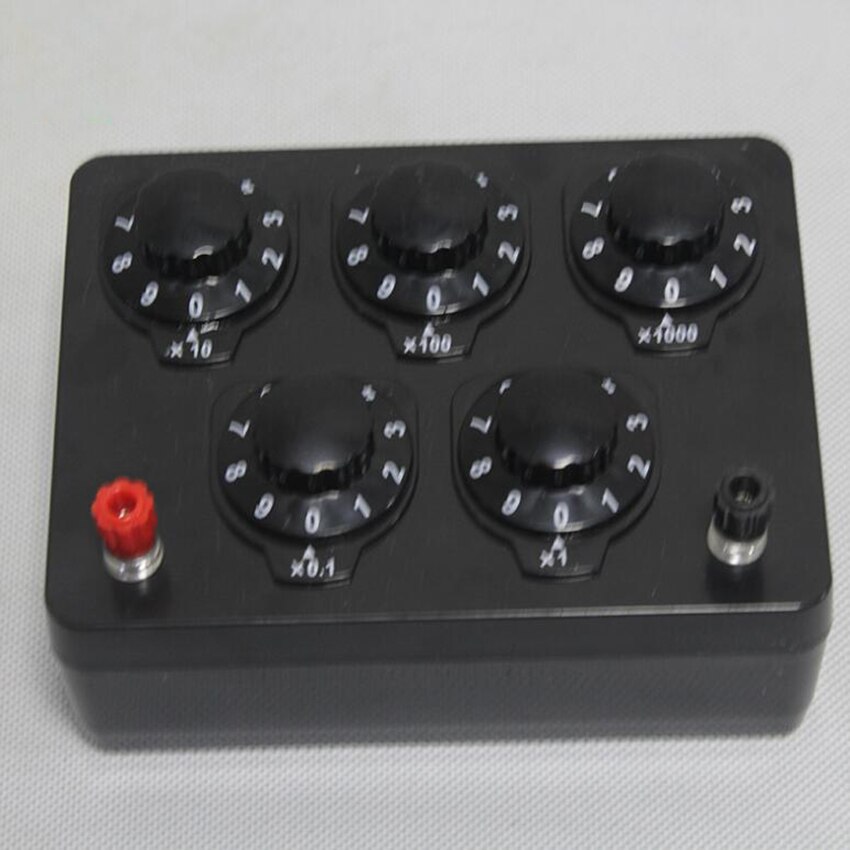 Caja de resistencia Variable de 0-9999 Ohm caja de sustitución de resistencia Reóstato para experimentos de física de cinco velocidades para enseñanza en laboratorio