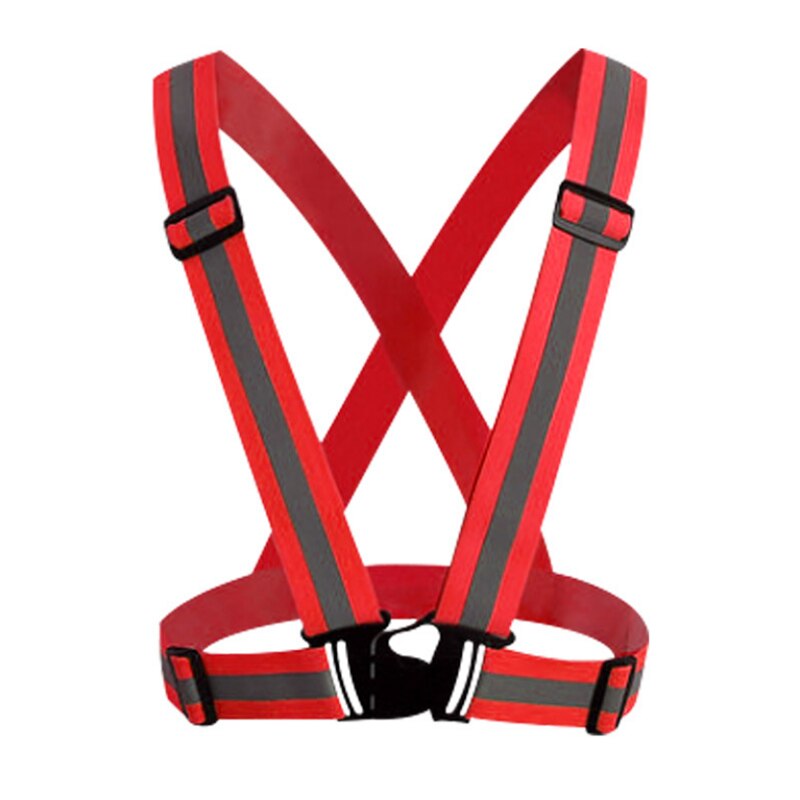 Reflective harness night cycling reflective clothing,adjustable reflective vest reflective elastic band bicycle riding equipment: Red
