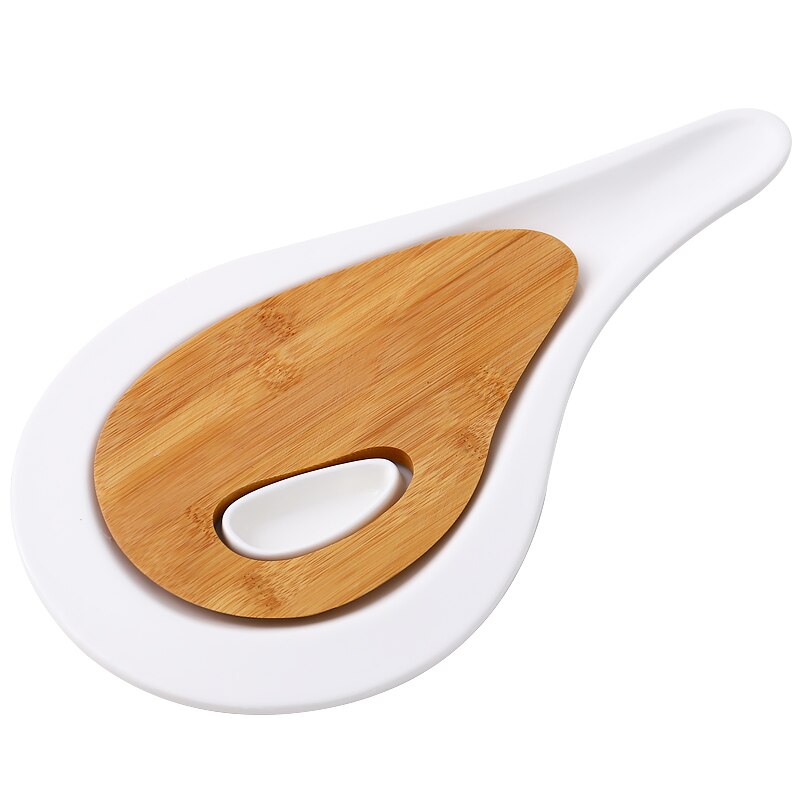 Ceramic Meal Plate Steak Plate Irregular Pizza Plate Bamboo and Wood Combination Tray Home Dining Plate Restaurant Supplies