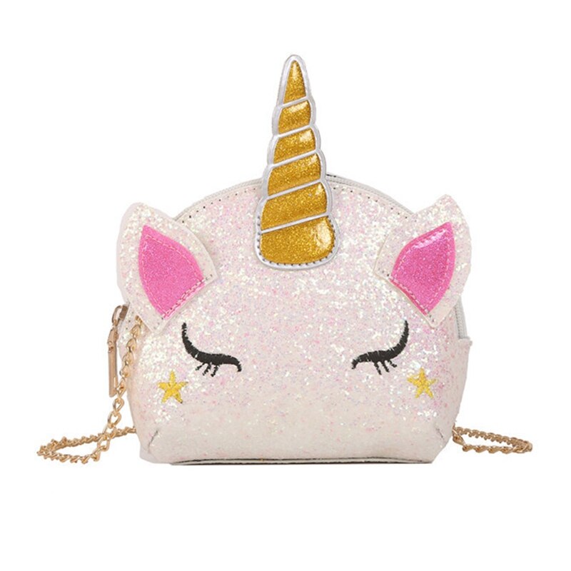 Neue Pailletten Einhorn Kleine Geldbörse Frauen Nette Kette Tasche Mädchen Sommer Tasche Brieftasche: BG3020WT
