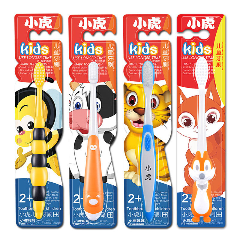 Animal mignon doux soies brosse à dents pour enfants tigre abeille renard vache dessin animé brosse à dents filles garçons enfants soins brosse à dents