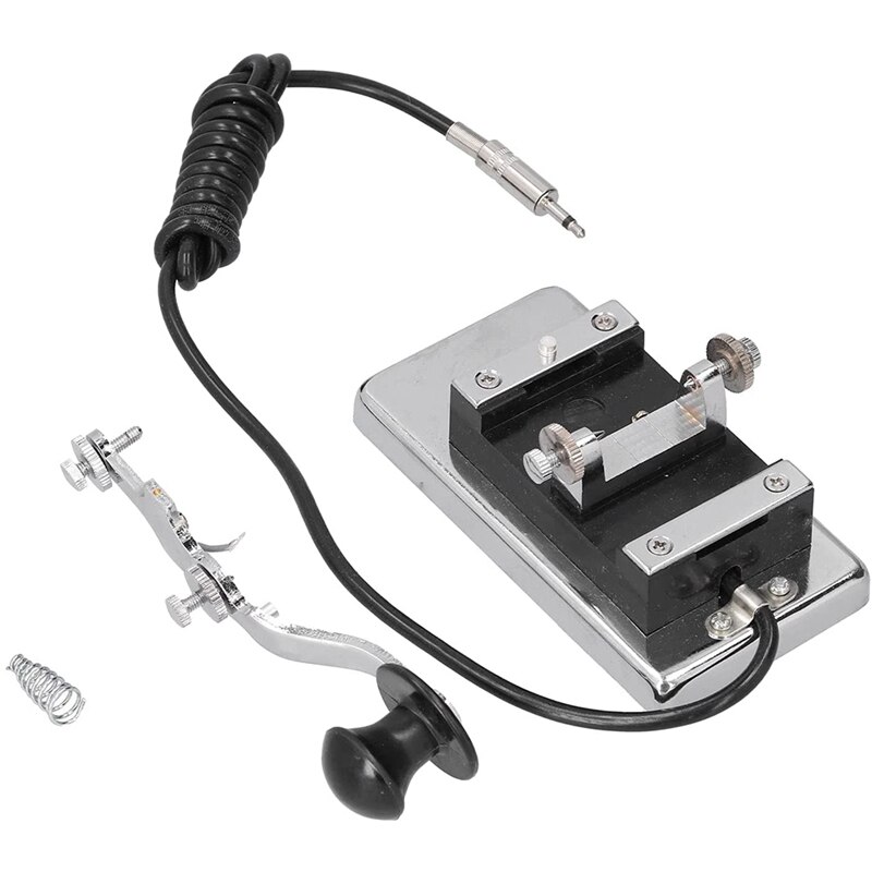 Radio de onda corta Morse, máquina de práctica de superficie electrochapa CW, llave de telégrafo con resorte para bricolaje para experimentos