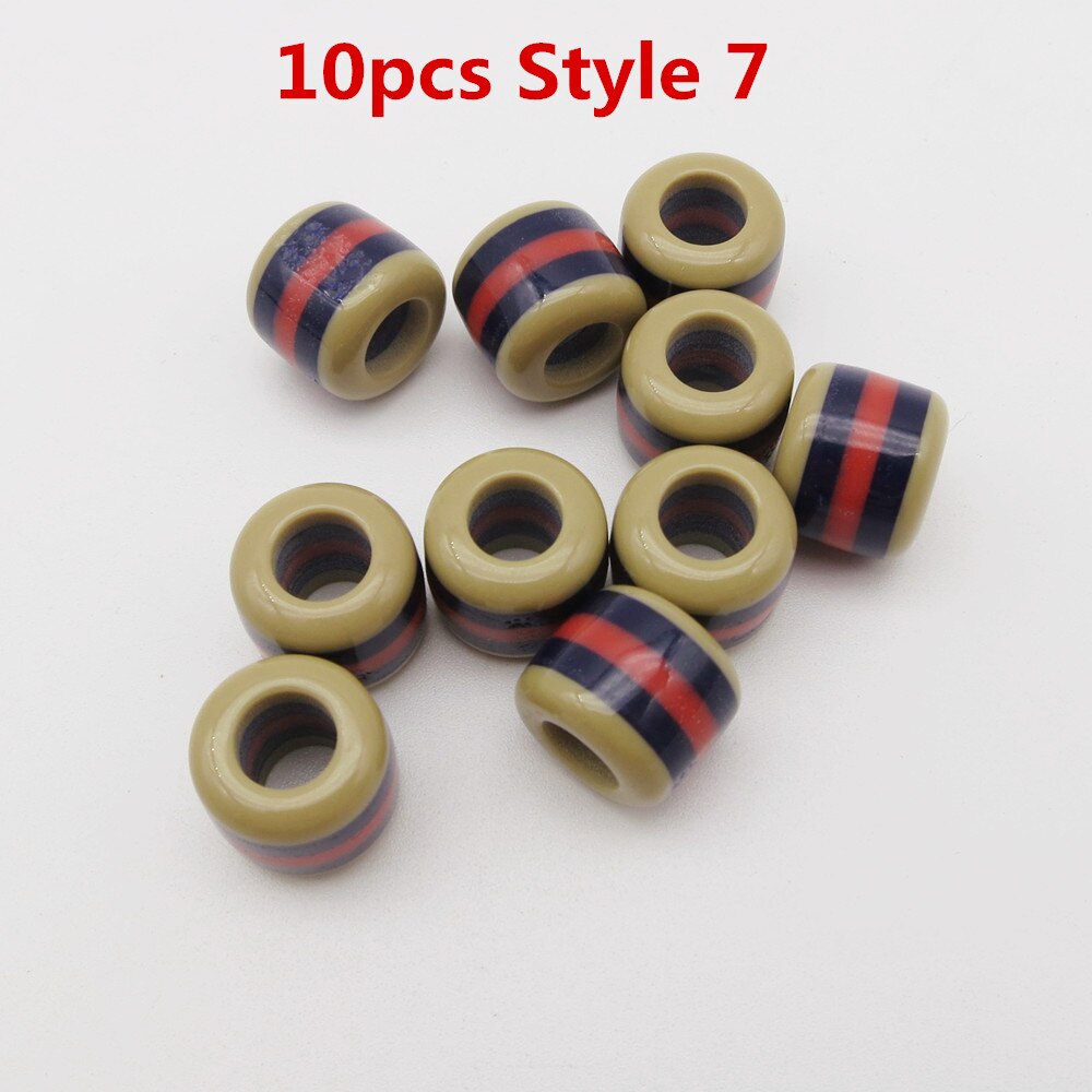 10pcs-30pcs Crochet kids women Braids multi coloured Hair braid Dreadlock Beads rings tube approx 6mm hole for girls Accessories: 10pcs Style 7