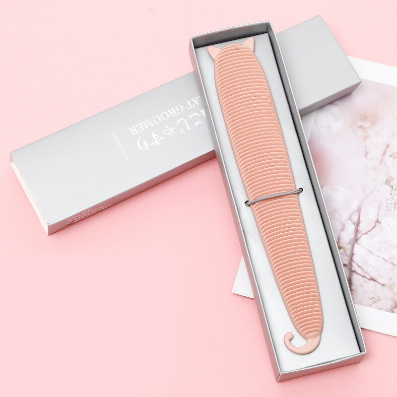 Katt och hund universell tungkam med hullingar abs katt och hund universell kammassage för att ta bort flytande hår: Rosa