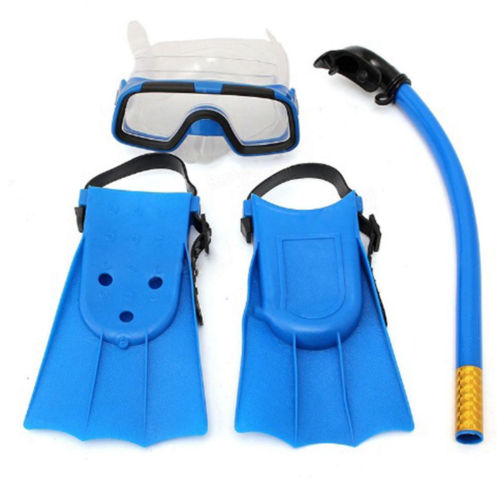 Unisex 3-7 år børn børn 3 stk svømning dykkerbriller snorkel masker snorkel svømmeføder sæt anti-tåge vidtsyn super klar: Blå