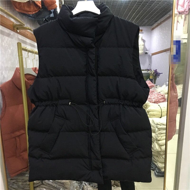 Winter donsvest dik warm wit eendendonsjack opstaande kraag vest damesjas sneeuwkleding