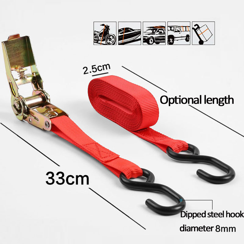 10/8M x 25mm Corda di tensione per auto Cinghia di legatura Forte cintura a cricchetto Borsa per bagagli Cargo Ancoraggio con tenditore di corda Fibbia in metallo Traino