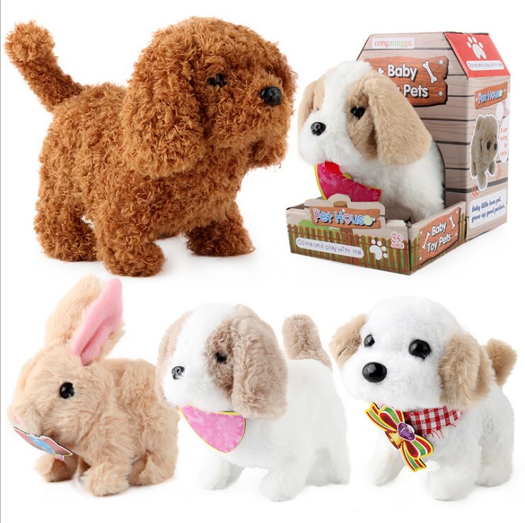 Simulation électrique pour enfants chien petit lapin blanc en peluche Teddy appellera marche chiot intelligent robot chien jouet
